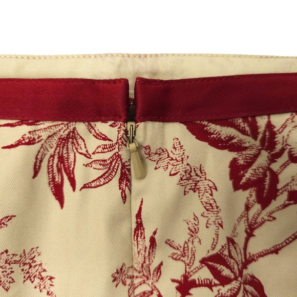 Eddie Bauer Floral Print Straight Pencil Skirt Womens Size 6 Cotton Tan Burgundy - Picture 6 of 11